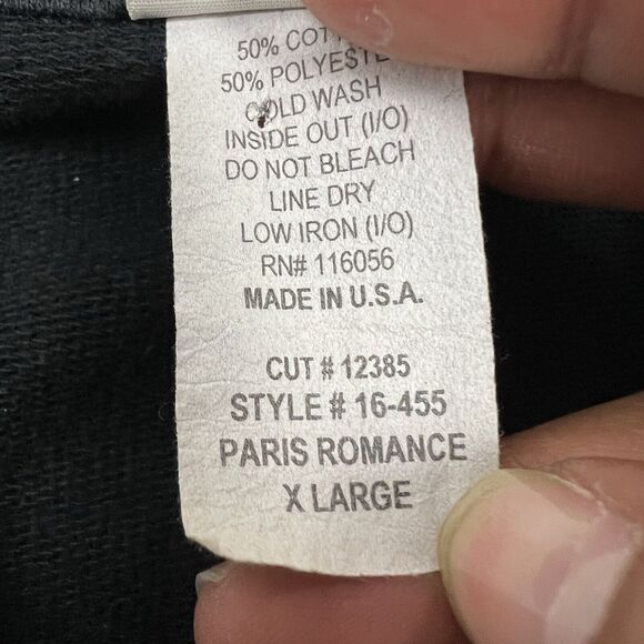 VINTAGE Jess & Jane Black Graphic Paris Crystal Rhinestone Sweatshirt Zip XL - Picture 7 of 7